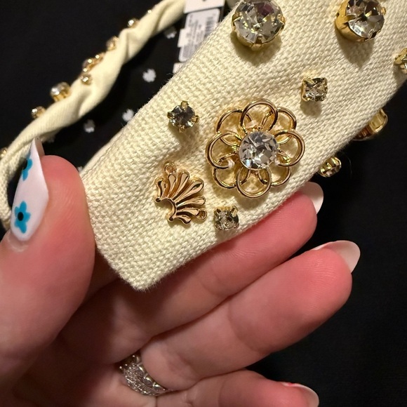 NWT Lele Sadoughi Marigold Crystal Embellished Knotted Headband Ivory main image 7
